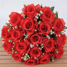 A1-Homes full 24-rose head bouquet on display, showcasing vibrant color and elegant fullness.