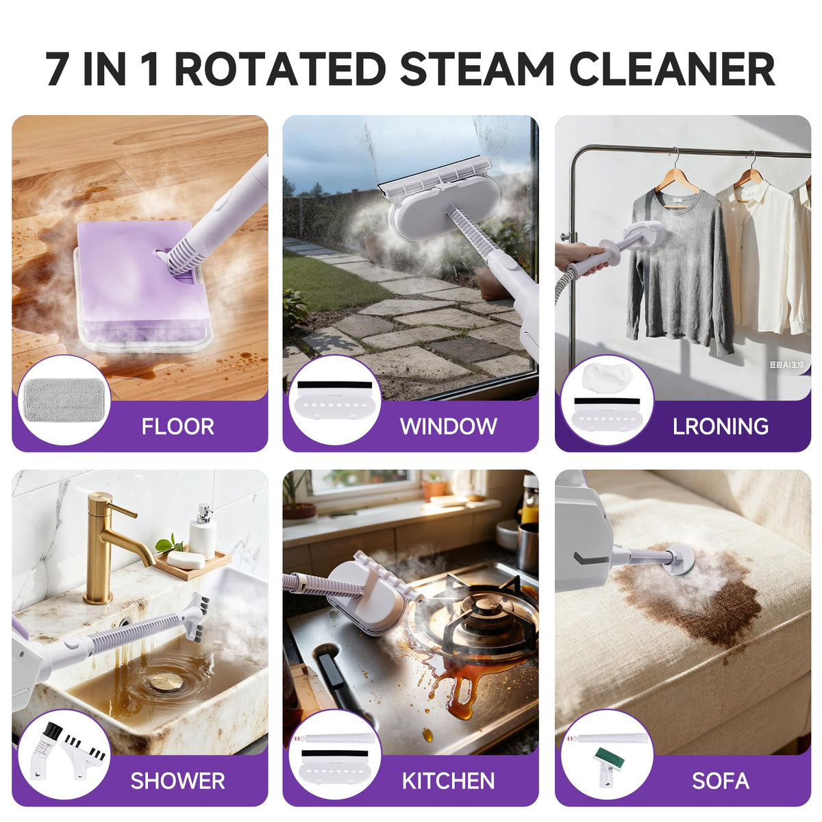 AAOBOSI steam mop and 11 accessories included