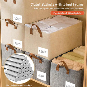 AARAINBOW foldable wardrobe bin in beige offers quick setup and flexible storage.