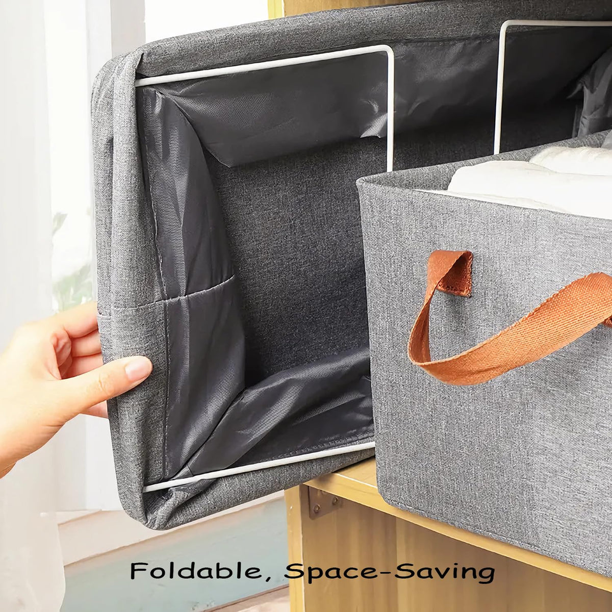 AARAINBOW minimalist storage bins blend with any room for clothes and linens.