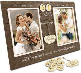 A'arkaJ anniversary frame Then & Now display two photos side by side for a timeless keepsake.