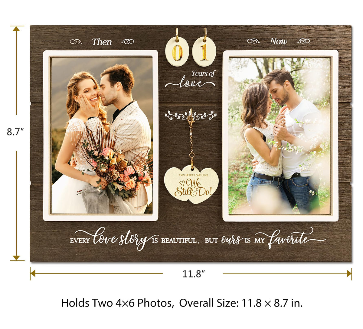 A'arkaJ interlocking hearts design as a centerpiece symbolizing shared milestones.