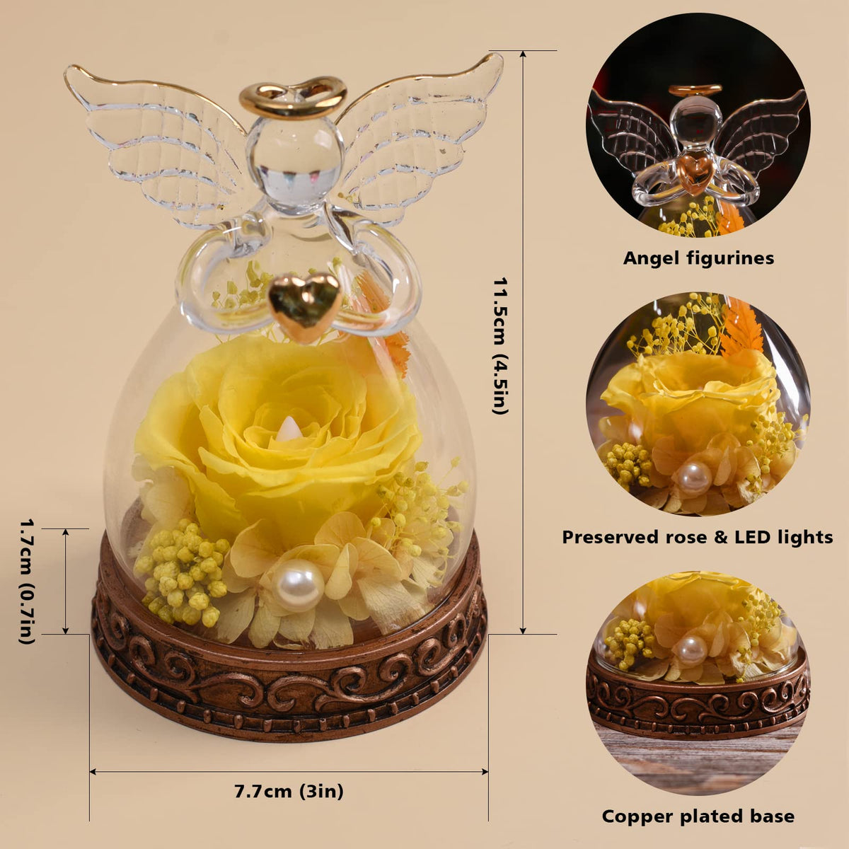 Aastin glass angel base with LED glow enhances romantic ambiance