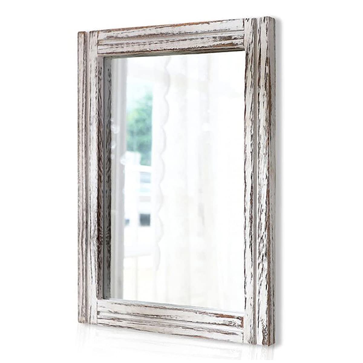 AAZZKANG wood-framed wall mirror rectangle enhances entryway lighting and space.