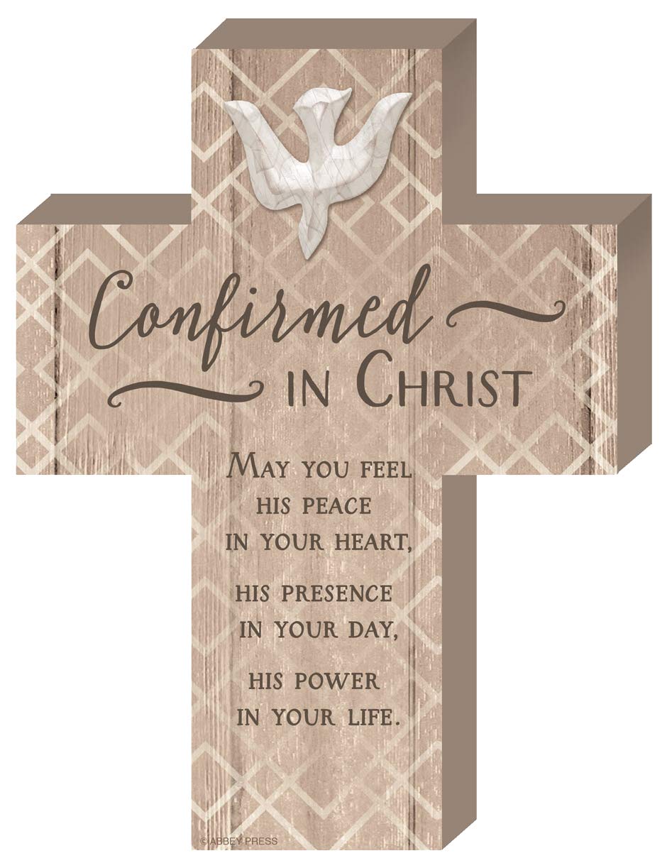 Abbey Gift 8x6 Confirmation wall cross in wood finish, ready to hang or stand for versatile display.