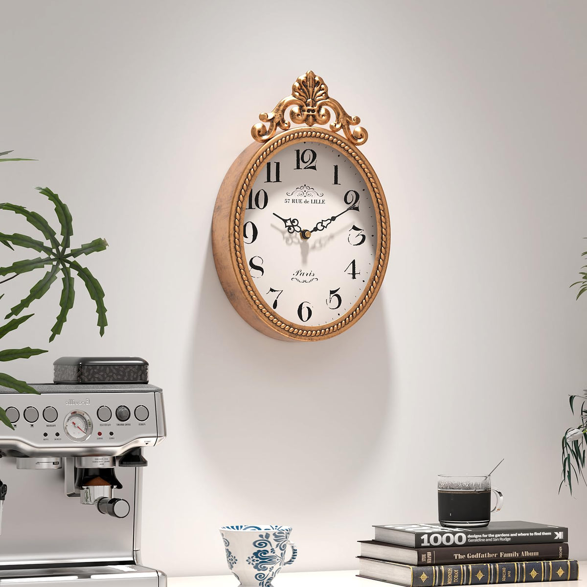 Abdurey decorative wall clock in a farmhouse room setting.