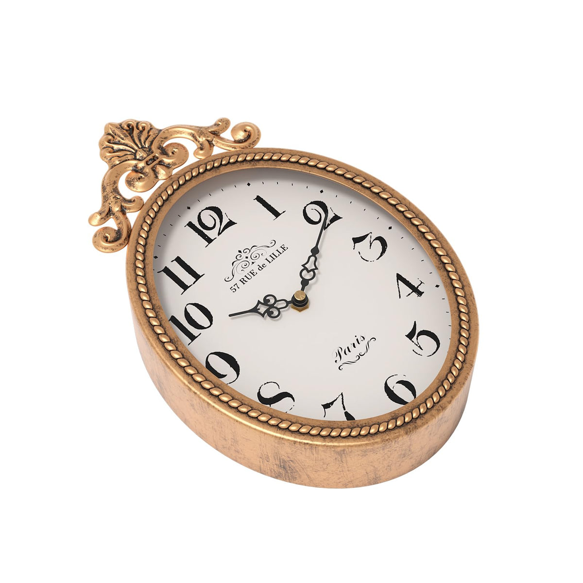 Abdurey oval clock side profile shows slim 2.17 inch depth.