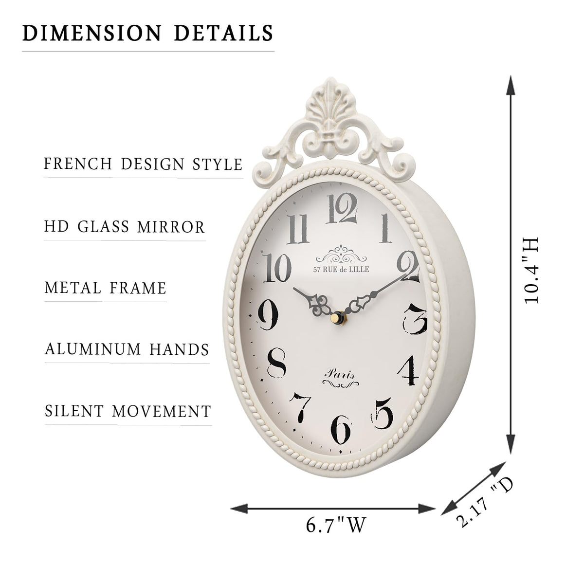 Abdurey silent quartz wall clock with metal frame keeps quiet time in a bedroom.