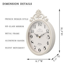 Abdurey silent quartz wall clock with metal frame keeps quiet time in a bedroom.