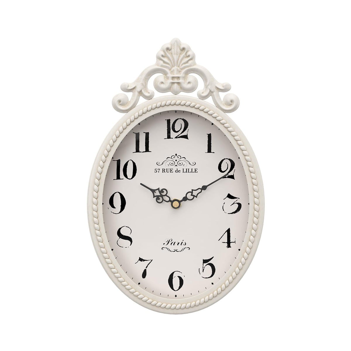 Abdurey small French retro wall clock in ivory oval adds timeless elegance to any room.