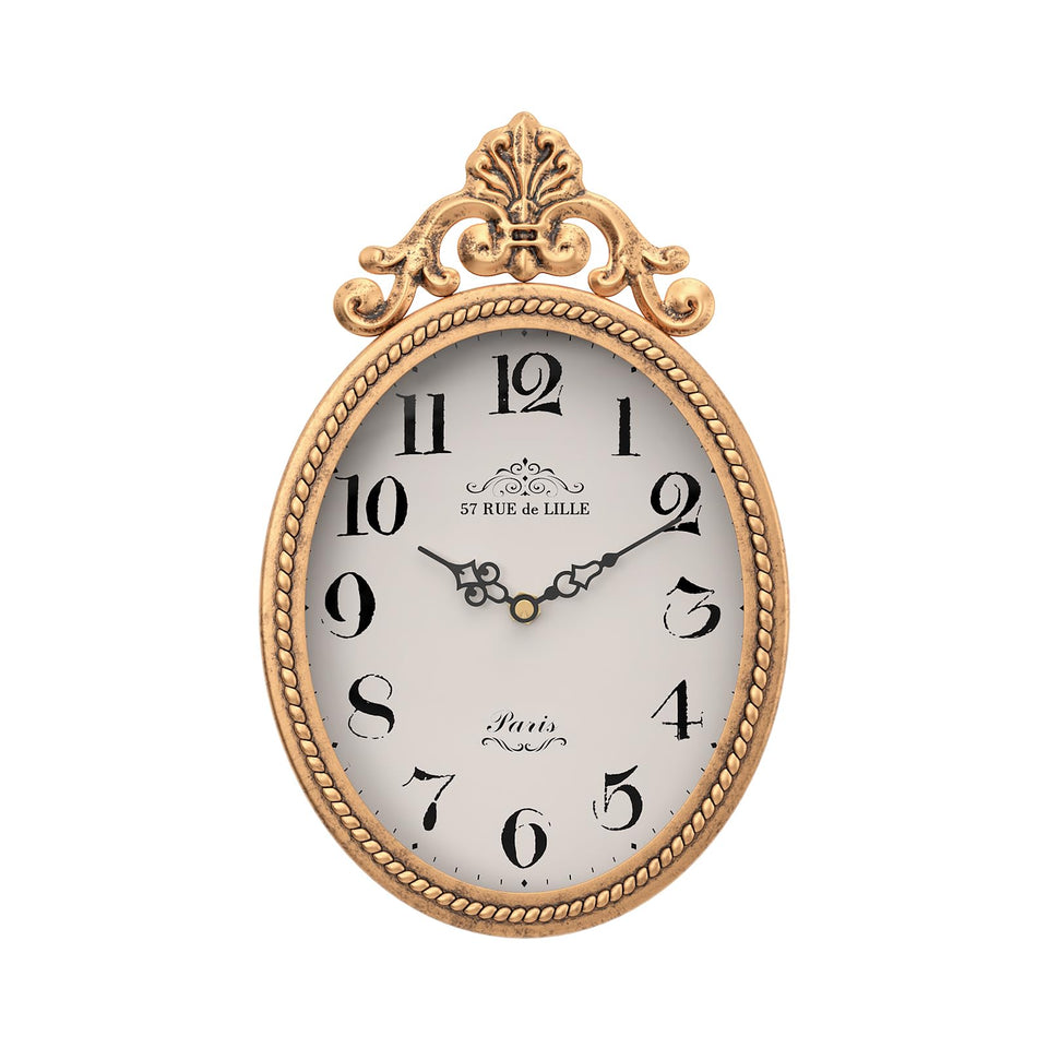 Abdurey small French retro wall clock with oval gold frame adds elegant decor.