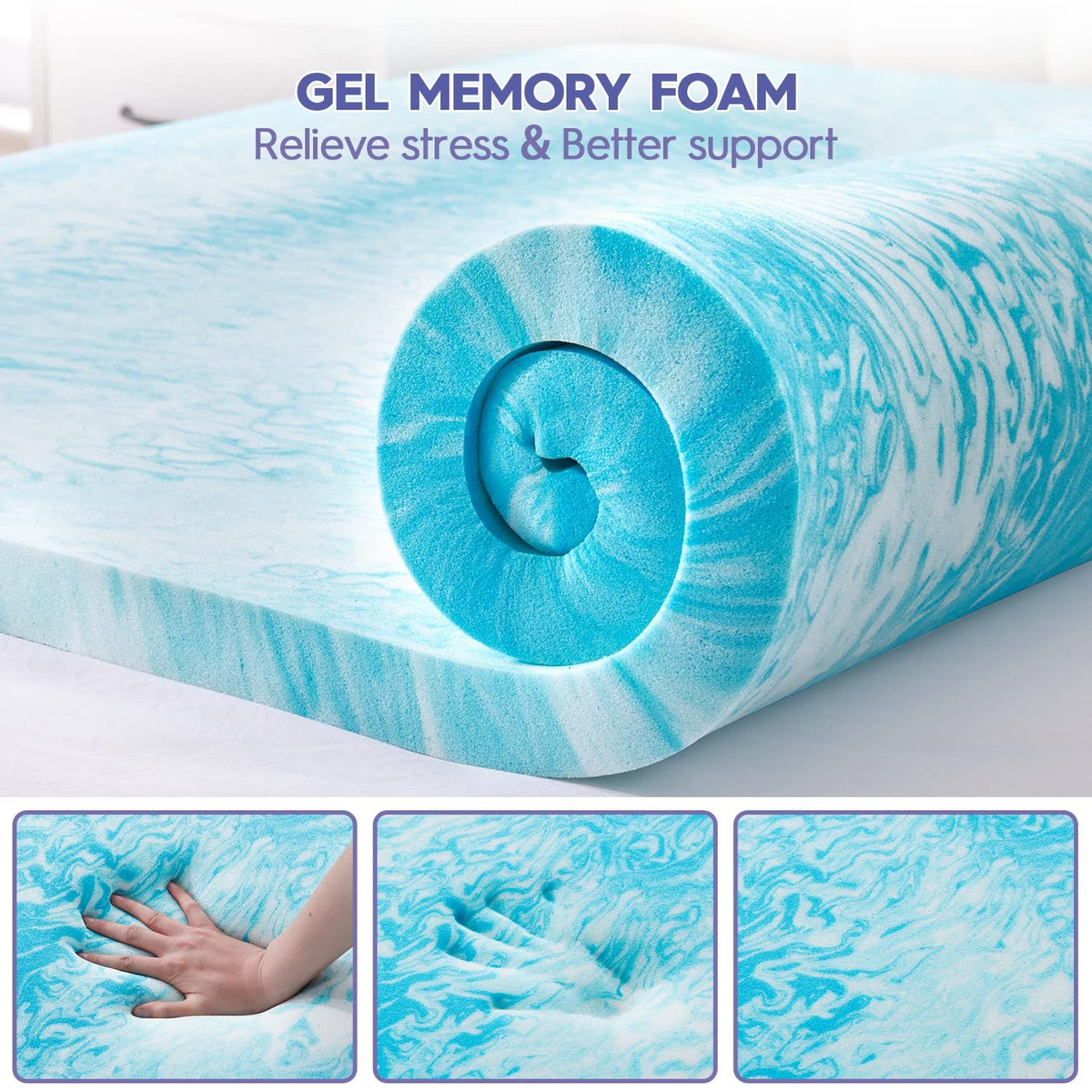 ABENE cooling gel swirl memory foam delivers refreshing sleep comfort.