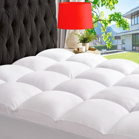ABENE queen size topper with soft brushed fabric for premium comfort.