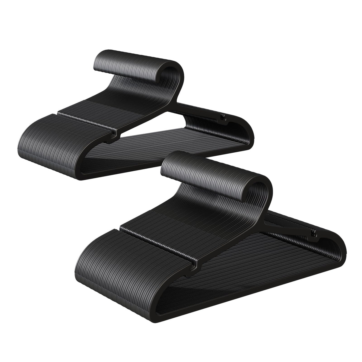 ABHENG non-slip hangers with TPR shoulders keep garments in place.