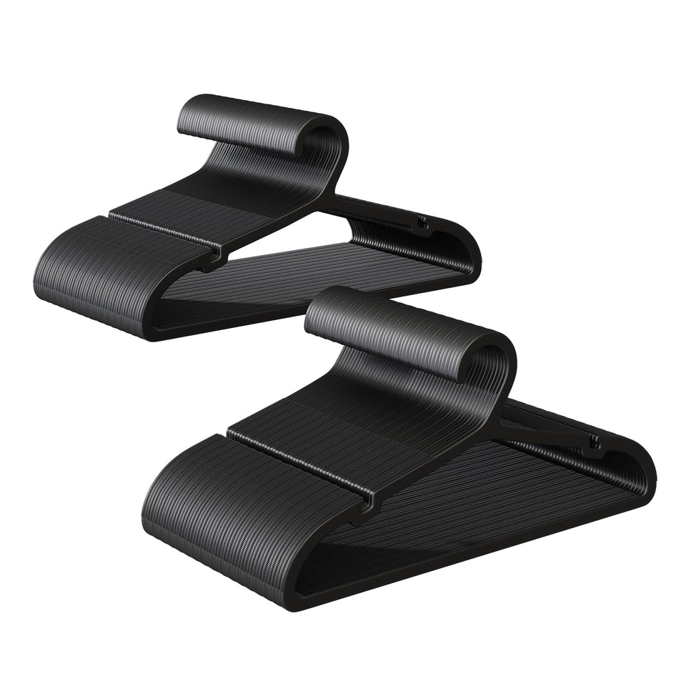 ABHENG non-slip hangers with TPR shoulders keep garments in place.