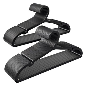 ABHENG 50-pack non-slip hangers securely hold garments and reduce slipping.