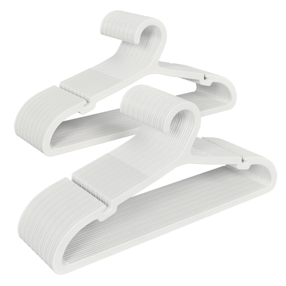 ABHENG 50-pack non-slip hangers keep garments securely in place for organized closets.