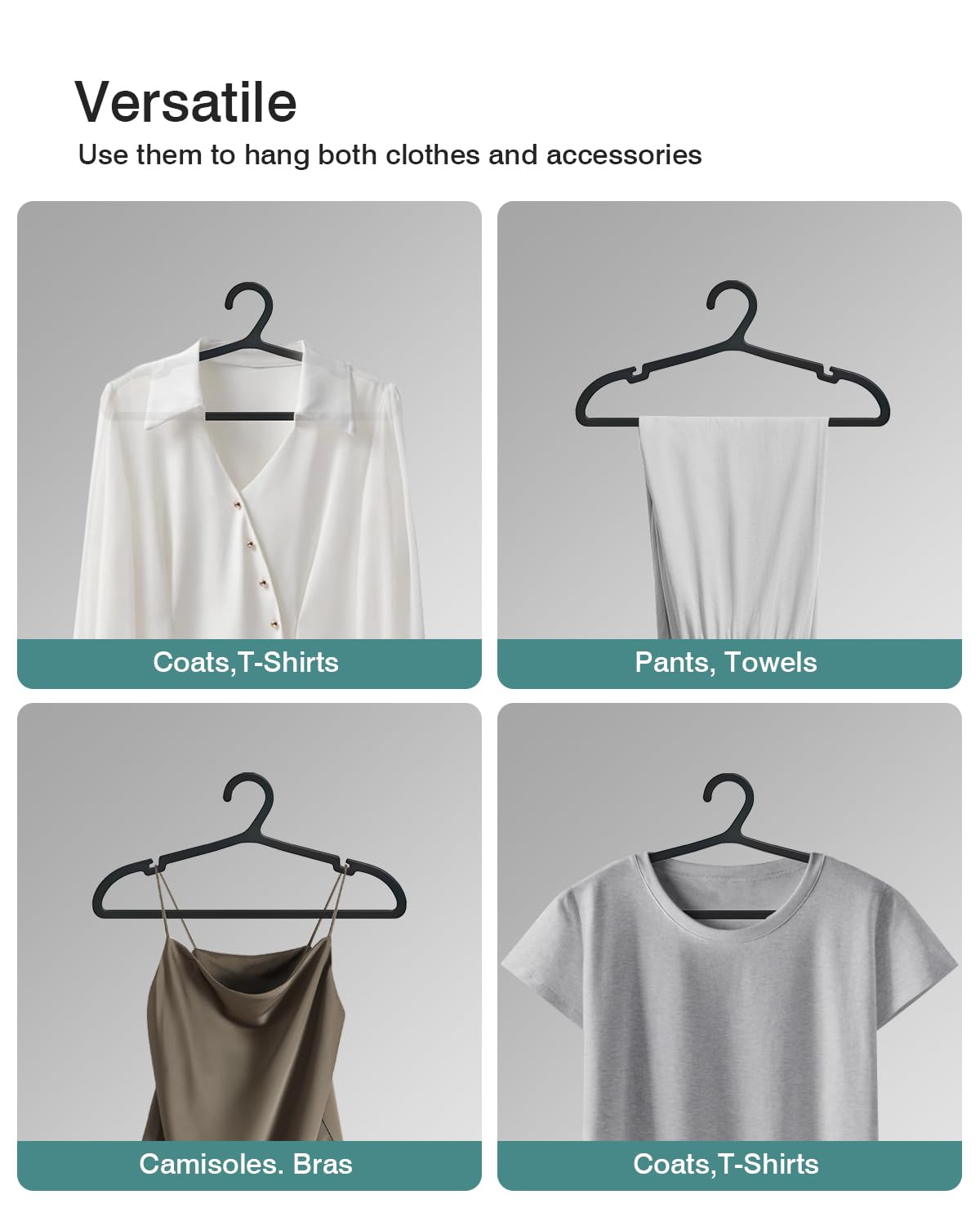 ABHENG black plastic hangers blend with any closet decor
