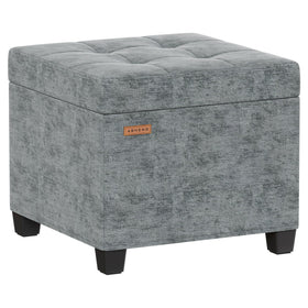ABHENG chenille cover ottoman with steel frame and 48L storage for sturdy seating