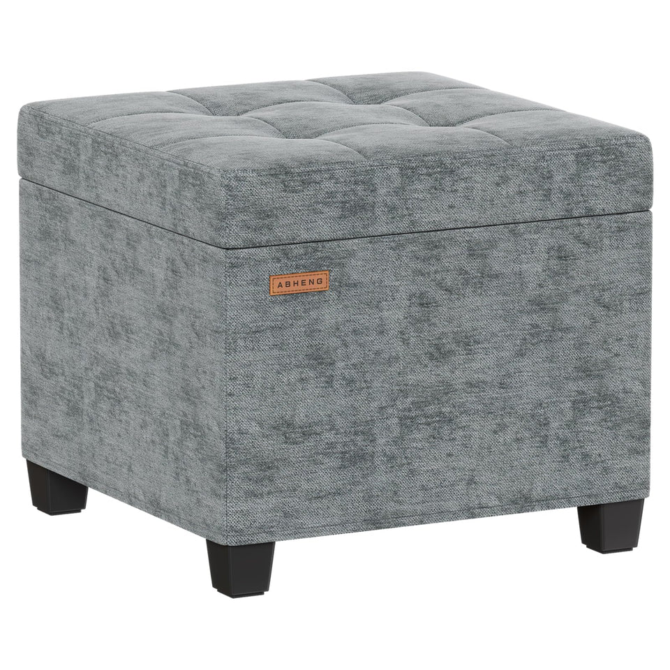 ABHENG chenille cover ottoman with steel frame and 48L storage for sturdy seating