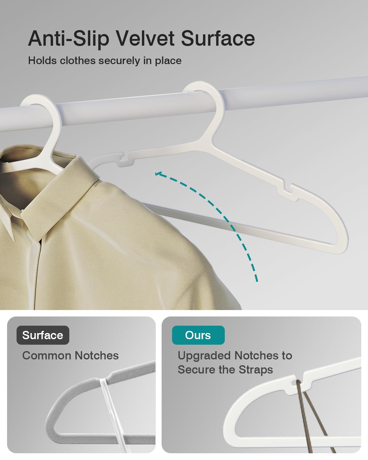 ABHENG heavy-duty ABS hangers with reinforced hooks handle daily wardrobe demands.