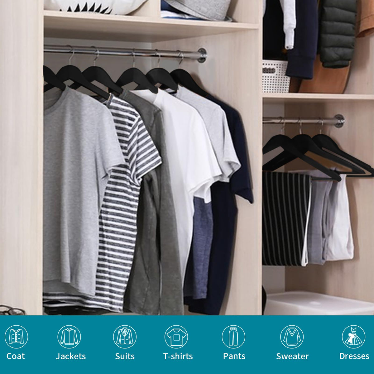 ABHENG 30-pack hangers for jackets shirts and dresses.