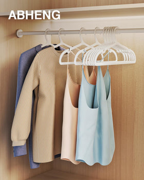 ABHENG hangers with TPR shoulders prevent slips on delicate fabrics and heavy items.