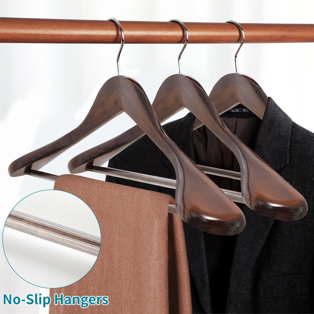 ABHENG non-slip trouser bar keeps pants flat and secure.