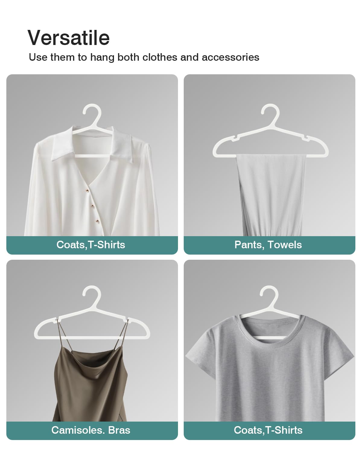 ABHENG space-saving thin-profile hangers maximize closet space and reduce bulk.