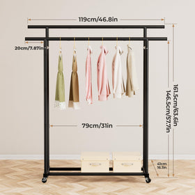 Abiglifty clothes rack during easy assembly for portable closet setup.