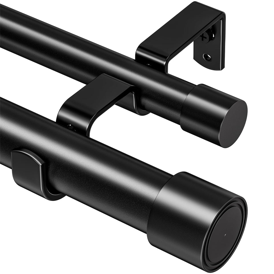 Abiglifty double curtain rod full view showing layered window styling