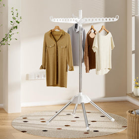 Abiglifty drying rack in a living space for indoor air drying.