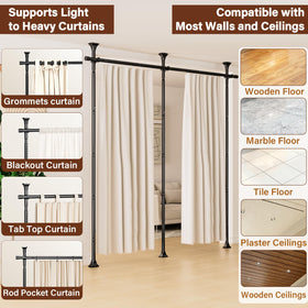 Abiglifty floor-to-ceiling tension rod fits multiple spaces without tools