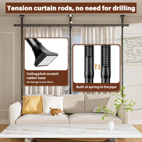 Abiglifty heavy-duty black finish curtain rod for privacy and light control