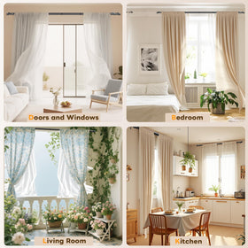 Abiglifty living room window with double rod integrated into decor