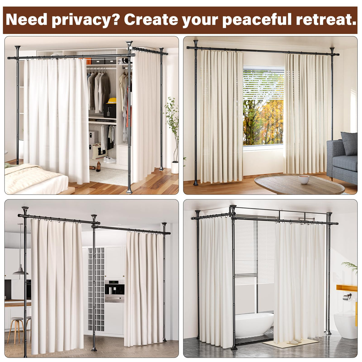 Abiglifty no-drill curtain rod ideal for rentals and dorm rooms