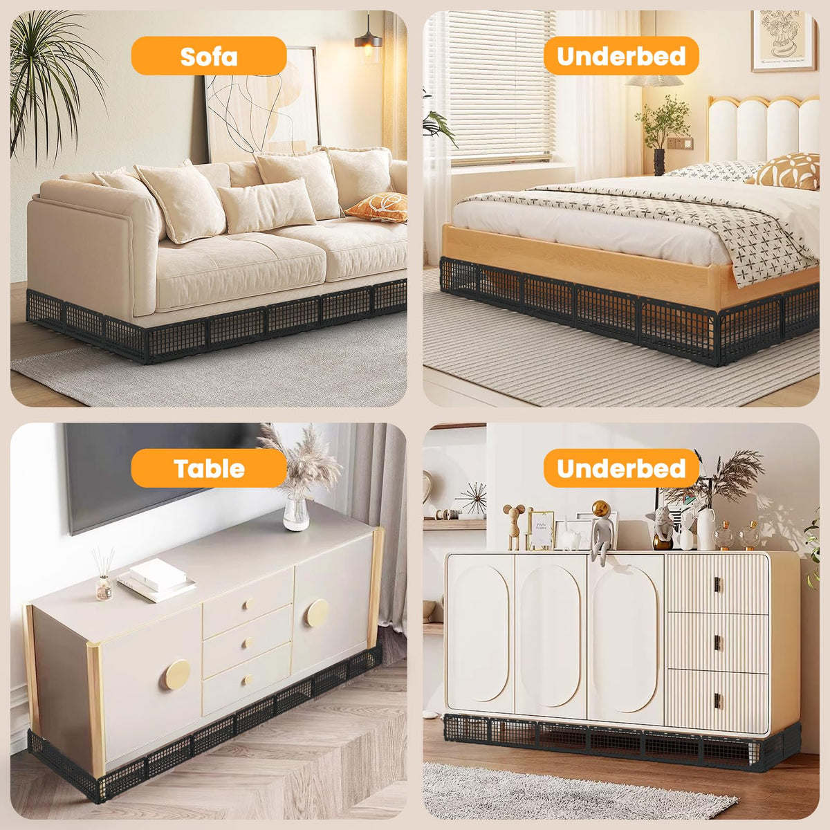Abiglifty stackable panel storage design saves space when not in use.