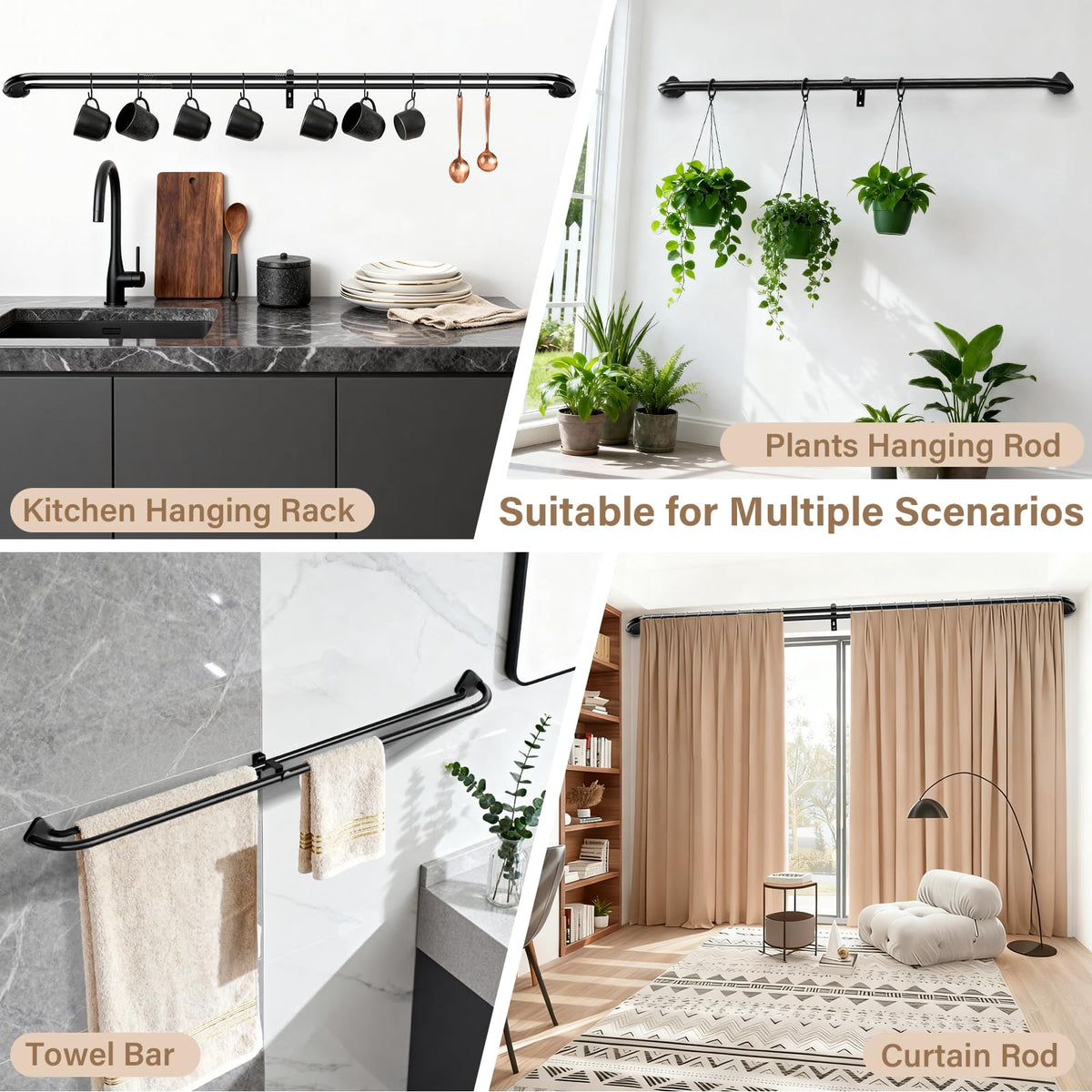 Abiglifty 22-pound capacity supports heavier drapes with confidence.