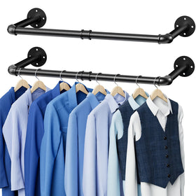 Abiglifty wall-mounted clothes rack front view with sturdy matte black finish for durable laundry organization.
