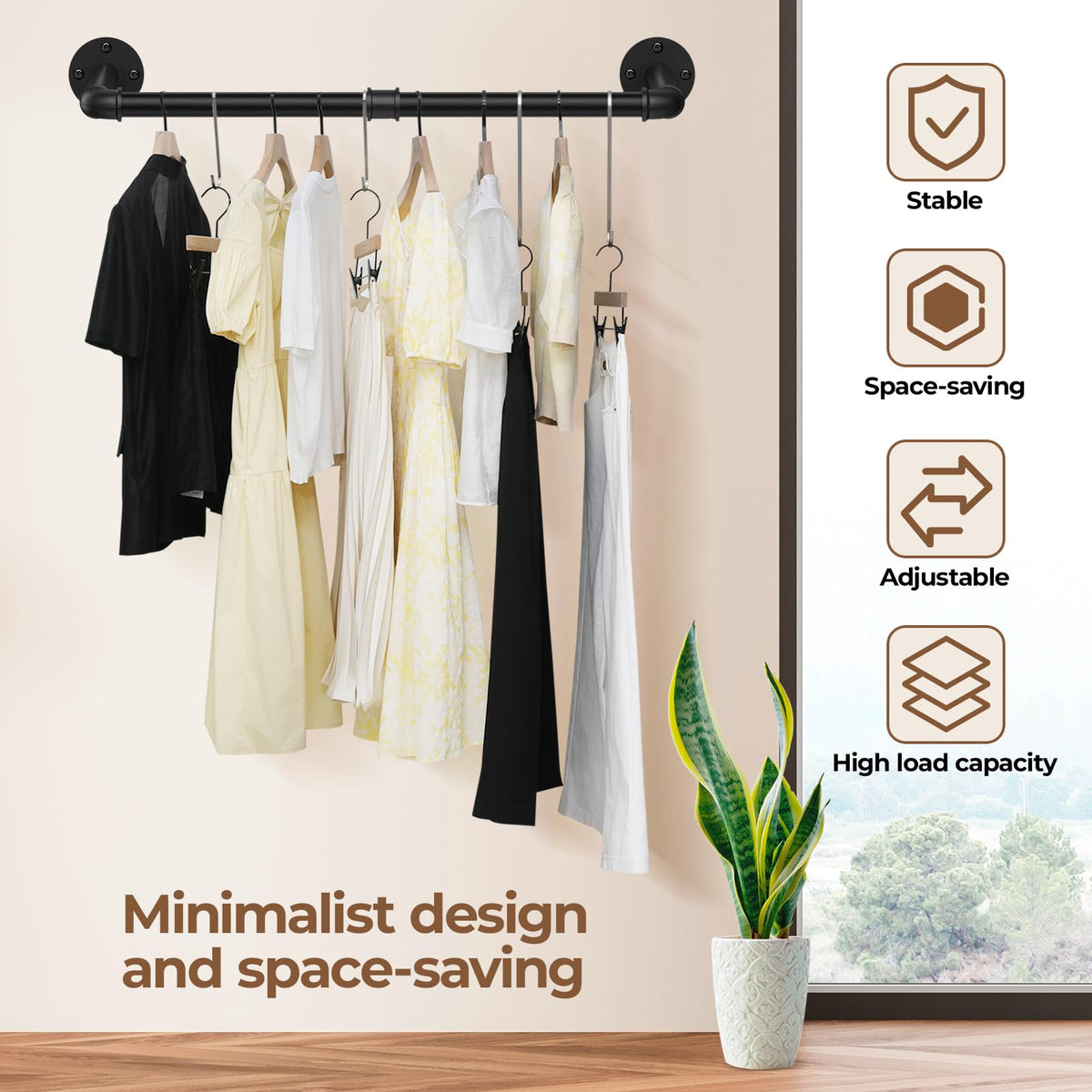 Abiglifty wall-mounted rack in entryway displays neat, accessible clothing organization.