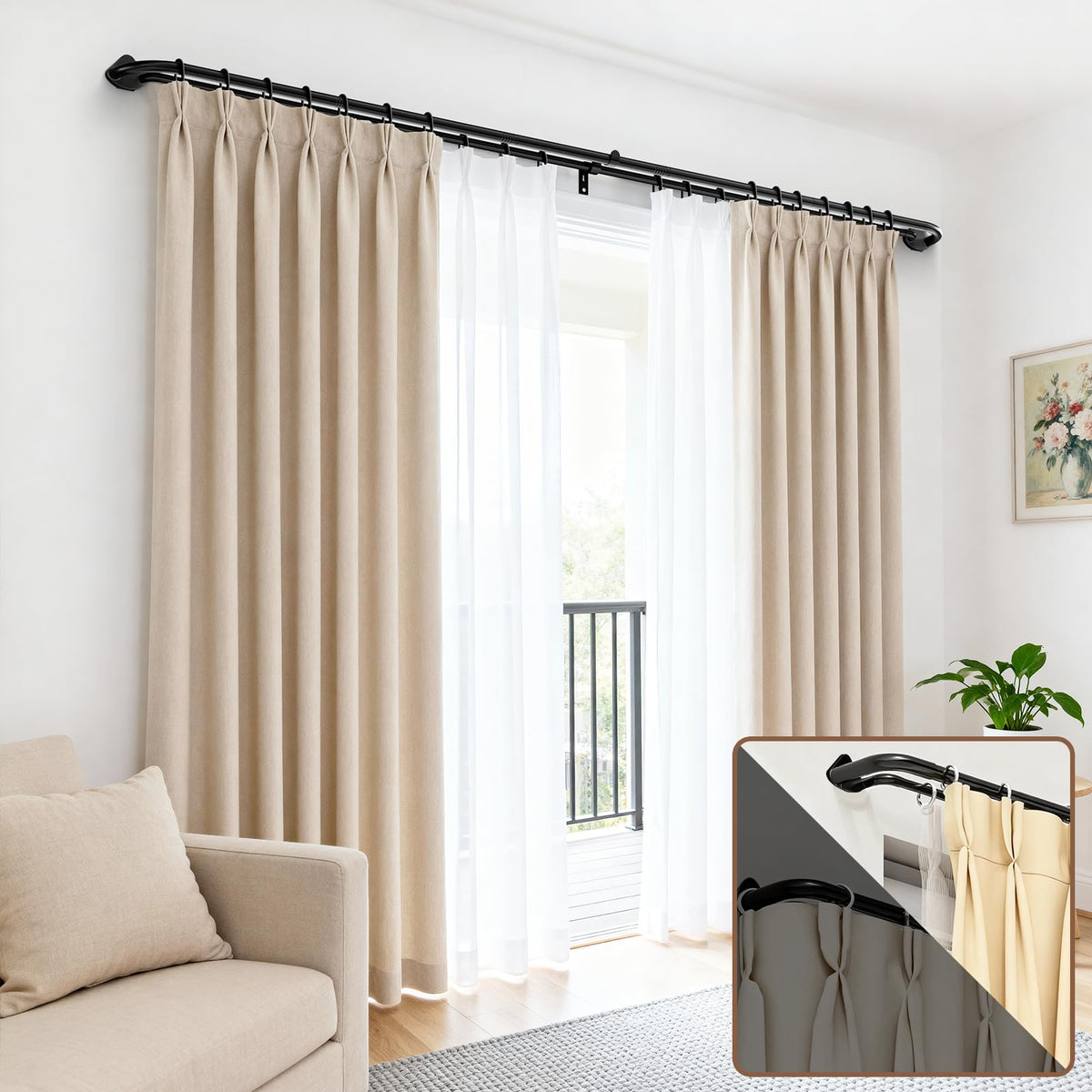 Abiglifty wrap-around darkening design blocking light for a cohesive wall look.