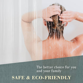 ABLUEN clear curtain allows natural light to brighten the shower space.