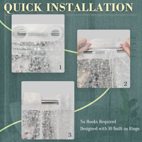 ABLUEN heavy-duty EVA curtain shows durable, odor-free material for daily showers.