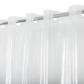ABLUEN No Hook PEVA shower curtain in clear finish enables easy, tool-free hanging.