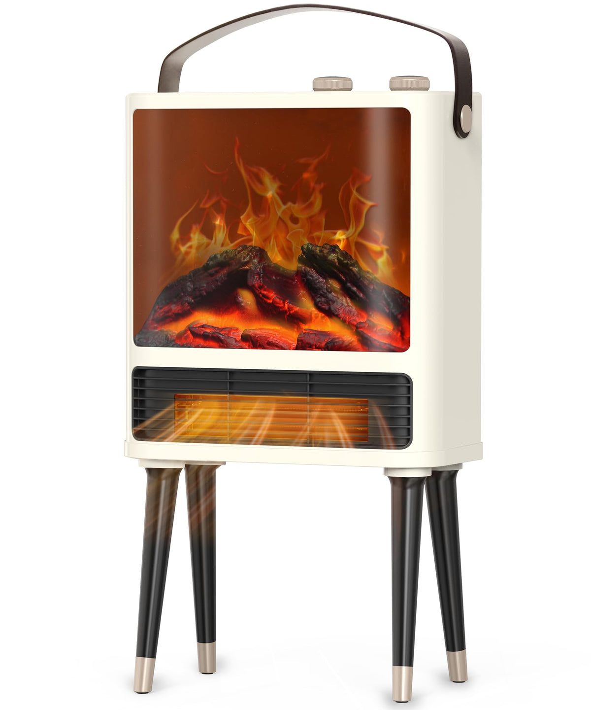 Abolee fireplace space heater with 3D flame for cozy ambiance and quick warmth.