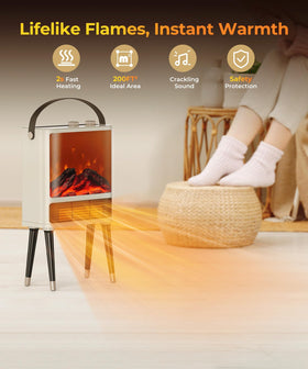 Abolee 3D flame heater delivers quiet warmth for focused work.