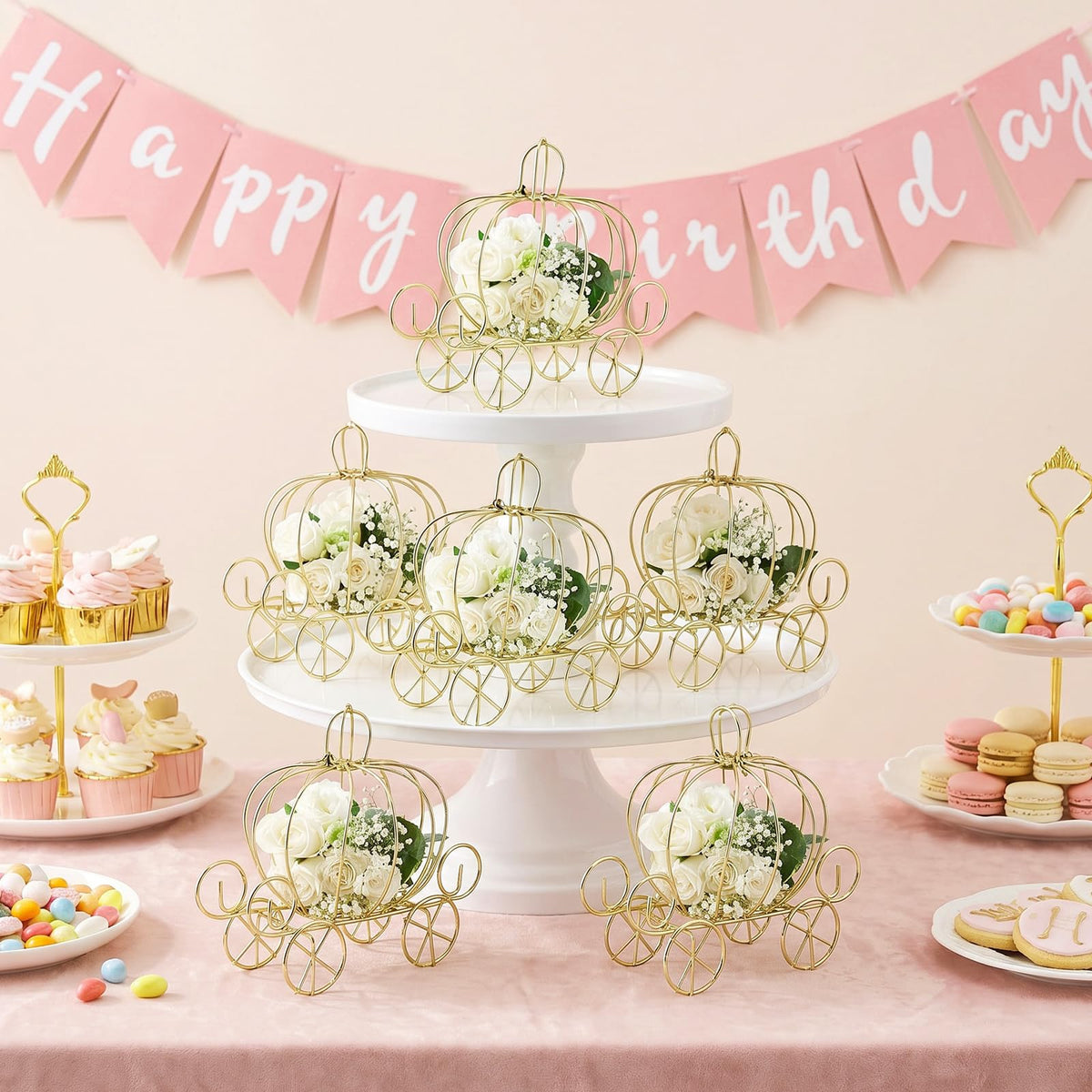 ABOOFAN carriage centerpiece stores desserts or treats stylishly