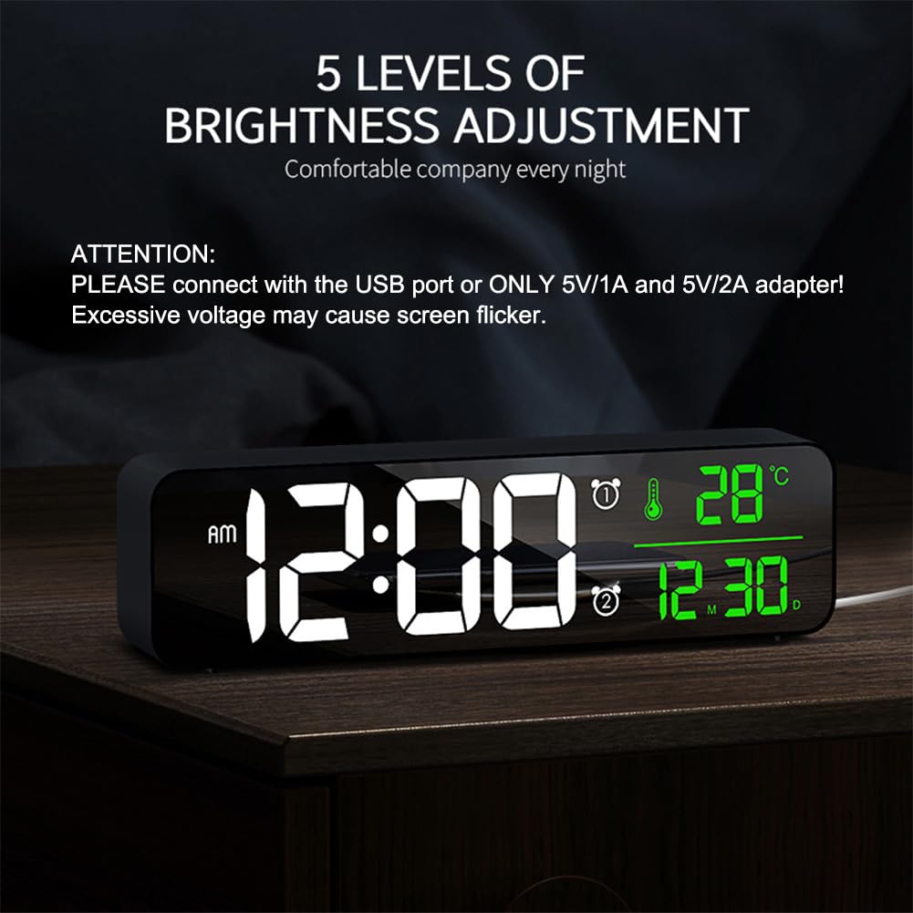 Abovsare digital clock alarm ringtones offering customizable wake-up options