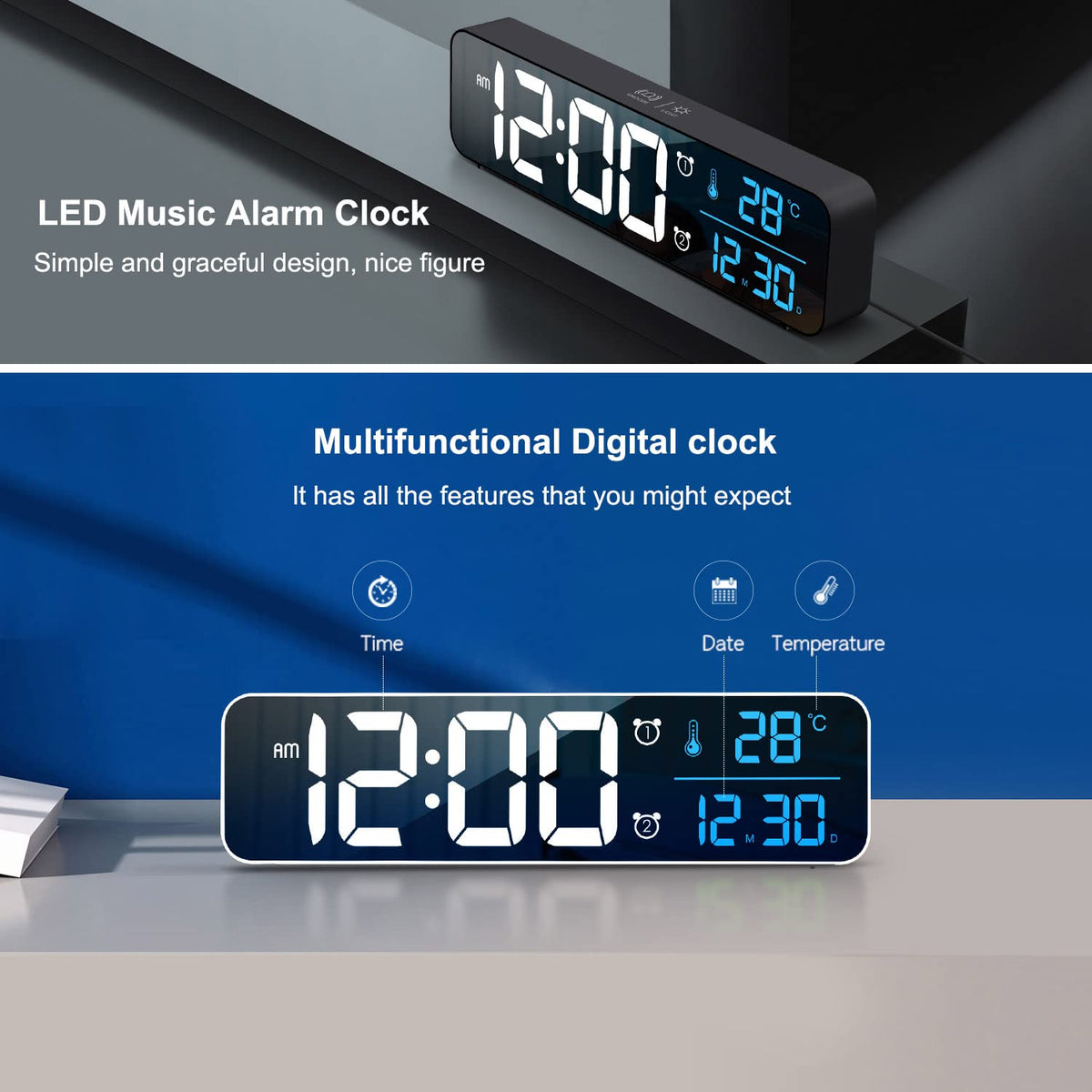 Abovsare digital clock memory function preserves settings during power interruptions.