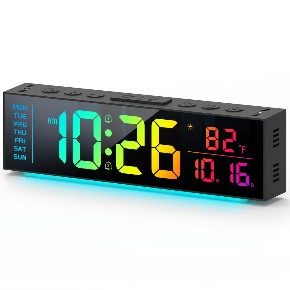 Abovsare digital clock with a large display for easy reading from any angle.